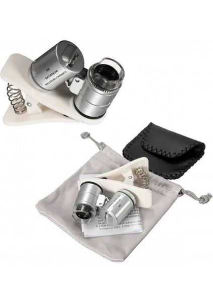 Evrensel LED Işıklı Mini Cep Mikroskobu Tüm Kameralı Telefonlar Için 9882-W modelleri