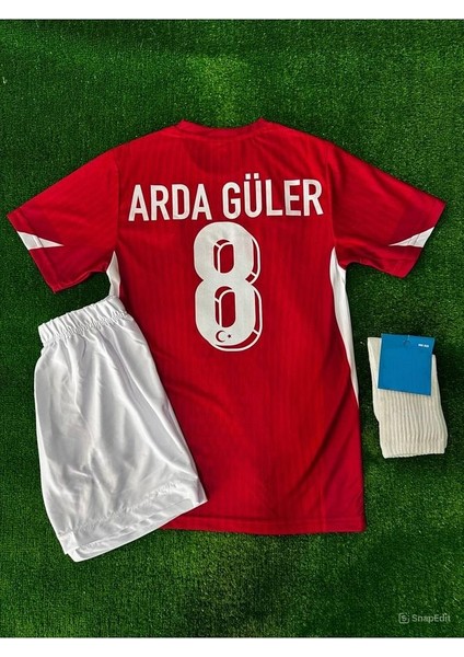 Türkiye Milli Takım Euro 2024 Arda Güler Kırmızı Çocuk Forması 3'lü Set Şort Çorap fiyatları