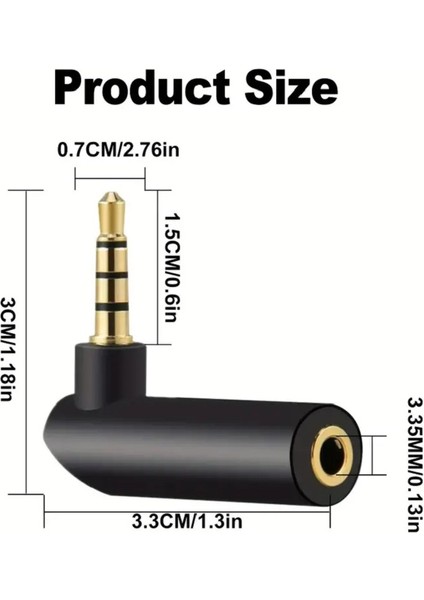 3 Adet 3.5mm 3 Kutup 90 Derece Sağ Açı Stereo Erkek Dişi Adaptör Dönüştürücü Kulaklık Ses Mikrofon indirimleri