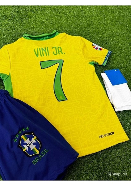 Brezilya Copa America 2024 Vini Jr7 Özel Sarı Forması (Forma Şort Çorap)