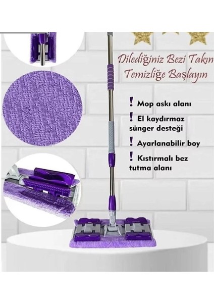 Mor Yedek Bezli Mikrofiber Yer ve Fayans Temizlik Mopu