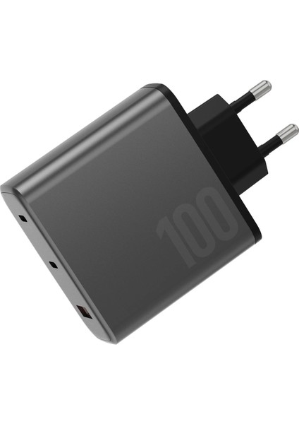Ampcharge GAN100 2 Adet 100W Type-C ve 30W USB 3.0 Çıkışlı Hızlı Şarj Aleti
