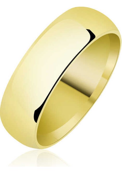 6 mm Düz Bombeli Gold Gümüş Alyans - 16