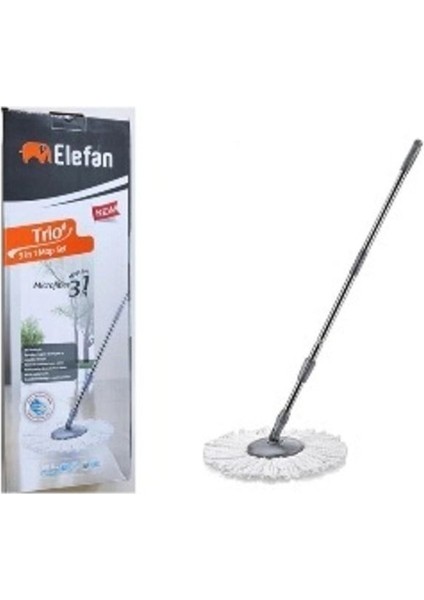 Yumuşak Mikrofiber Dönerli Mop Seti, 3 Parça, Kolay Temizlik Için Ideal