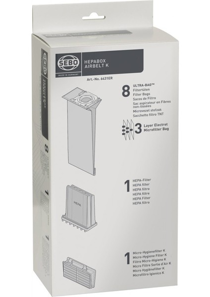 Hepa Kutusu 8xultra-Bag Kağıt Torba (Poz.20); Hepa Filtre (Poz.23); Mikro-Hijyen Filtre(Poz.24)