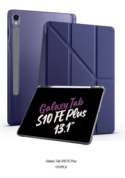 Galaxy Tab S10 Fe Plus Uyumlu 13.1 Inç Kalem Bölmeli Standlı Tri Folding Tablet Kılıfı