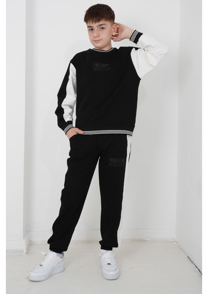 Erkek Çocuk Iki Iplik Kumaş Çizgili Bisiklet Yakalı Eşofman Takımı fiyatları