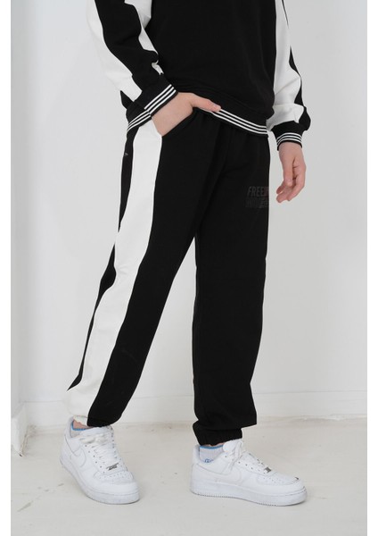 Erkek Çocuk Iki Iplik Kumaş Çizgili Bisiklet Yakalı Eşofman Takımı modelleri