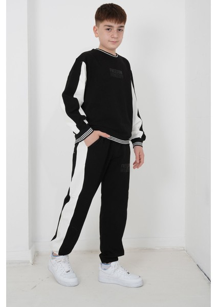 Erkek Çocuk Iki Iplik Kumaş Çizgili Bisiklet Yakalı Eşofman Takımı indirimleri