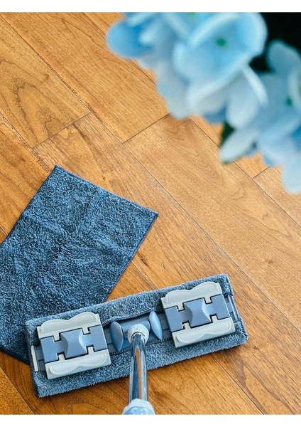 Gri Mandallı Mikrofiber Paspas Ve Paspas Seti
