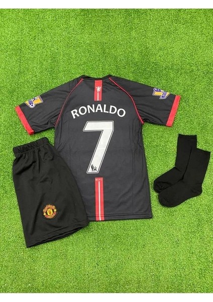 Cristiano Ronaldo 7 Retro Siyah Çocuk Forması