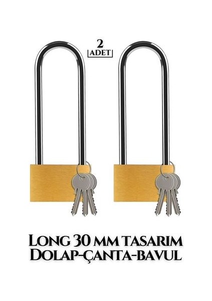 Long 30 mm Dolap Çanta Bavul Kilidi 2 Adet