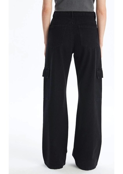 Kargo Cep Jeans Pantolon Siyah
