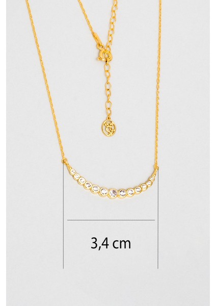 Ay Işıltısı 18 Ayar Sarı Altın Kaplama 47 cm Gümüş Kolye