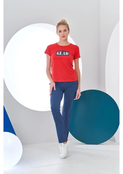 Kadın Glad Baskılı Kısa Kollu Spor Pijama Takım