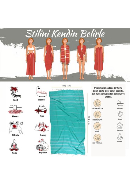 Sultan Desenli Peştemal – Oversize Türk Plaj Havlusu – Banyo Havlusu