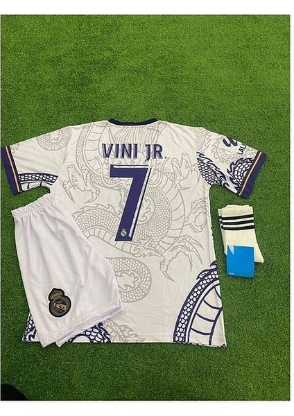 Yeni Sezon Özel Konsept Dragon Gold Beyaz Vini Jr7 Baskılı Çocuk Forması Forma Şort Çorap