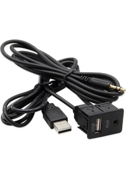 1 Metre Aux Uzatma Kablo Montaj Aparatı USB Aux Panel Tipi Montajlanabilir Vidalı Tip Araba Motosiklet Tekne 1mt