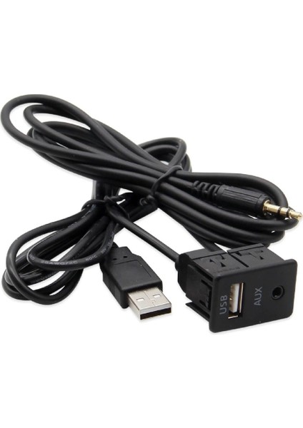 1 Metre Aux Uzatma Kablo Montaj Aparatı USB Aux Panel Tipi Montajlanabilir Vidalı Tip Araba Motosiklet Tekne 1mt
