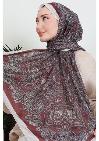 Desenli Dijital Şal Bordo