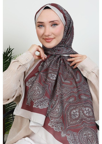 Desenli Dijital Şal Bordo modelleri