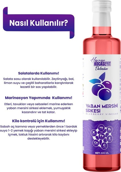 Doğal Antioksidan Yaban Mersini Sirkesi 500 ml fiyatları
