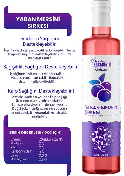 Doğal Antioksidan Yaban Mersini Sirkesi 500 ml fırsatları