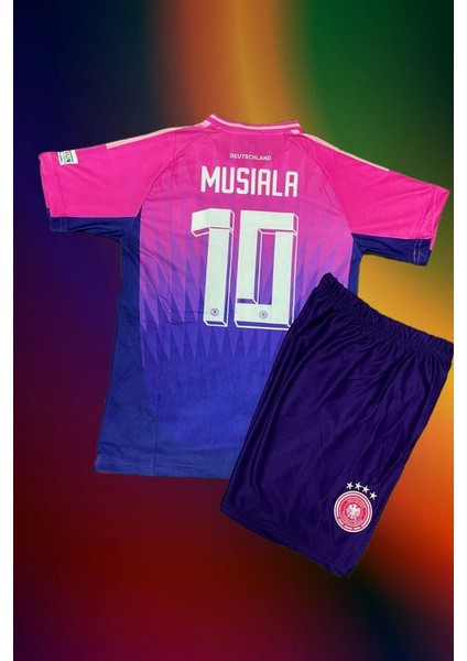 Almanya Jamal Musiala 10 Euro 2024 Yeni Sezon Çocuk Deplasman Pembe Forması 3 Lü Set