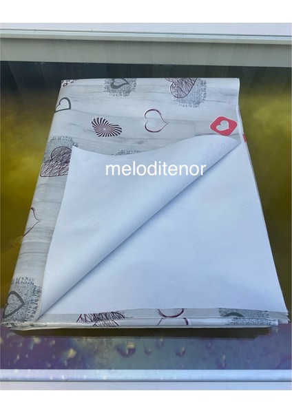 Astarlı Kalpli Kaymaz Gri Dikdörtken Elyaf Astarlı Pvc Muşamba Masa Örtüsü