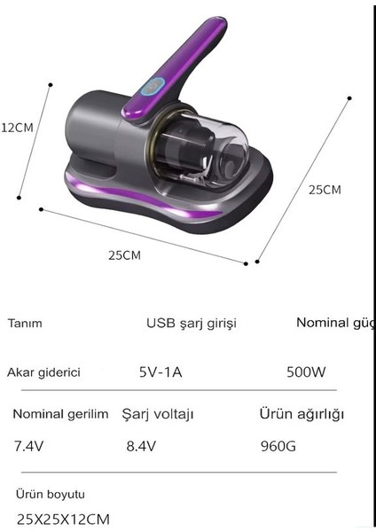 Kablosuz Uv Işıklı Yatak Akar Sökücü 12V 1500MAH Şarjlı Toz Akarı Temizleyici Süpürge | Mite Cleaner indirimleri