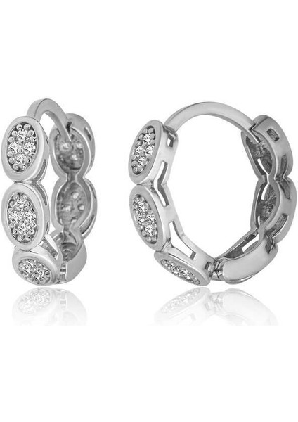 Gümüş Zirkon Taşlı Halka Kadın Küpe