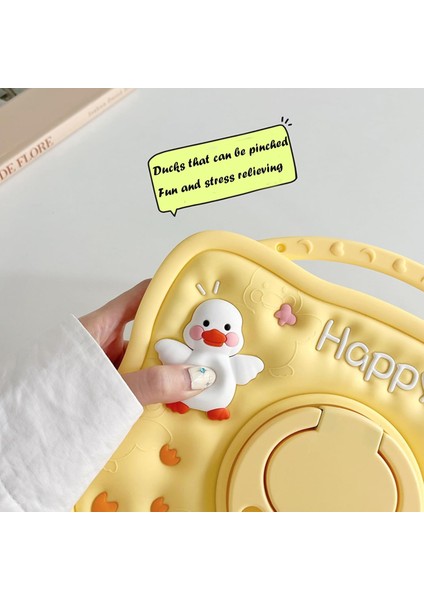 Huawei Matepad 11.5 Çocuklar Için Askılı 360 Derece Standlı Soft Silikon Happy Duck Kılıf fırsatları