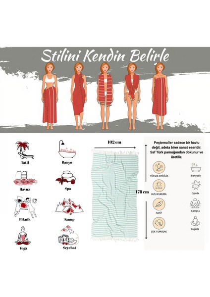 Çavuş Desenli Peştemal – Oversize Türk Plaj Havlusu – Banyo Havlusu