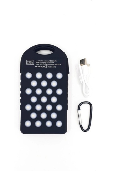 Güneş Enerjili Işıklı Solar Taşınabilir USB Girişli Şarj Cihazı Powerbank 15000 Mah indirimleri