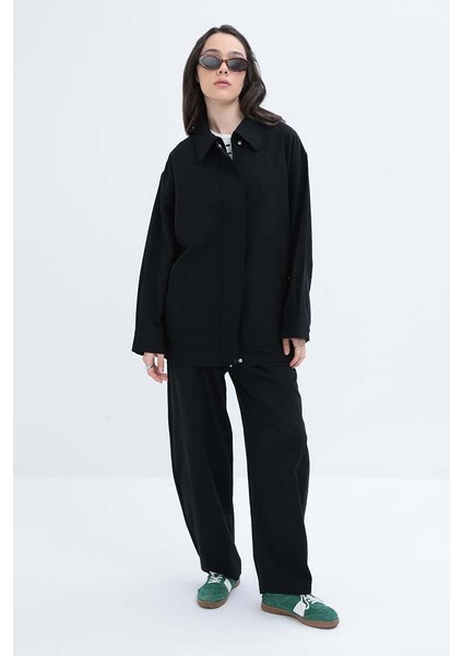 Siyah-Etek Ucu Lastikli Fermuarlı Ceket fiyatları