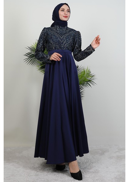 Velora Tesettür Abiye Lacivert