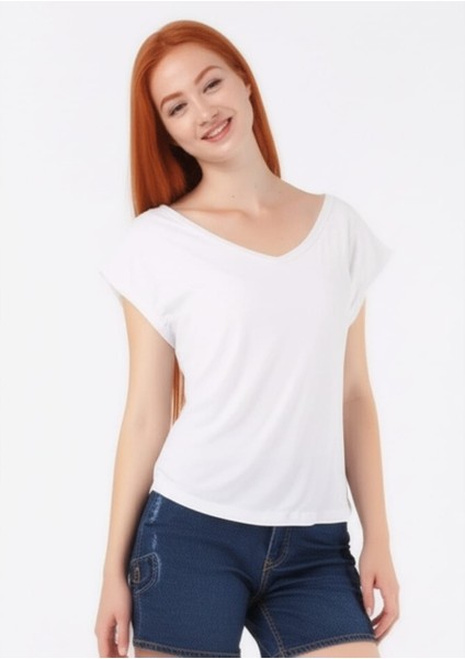 Kadın Salaş Kesim V Yaka Bluz modelleri