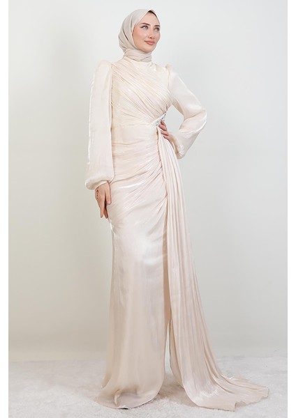 Lorea Taşlı Abiye Krem modelleri