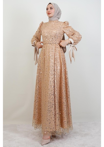 Betül Tesettür Abiye Sütlükahve modelleri