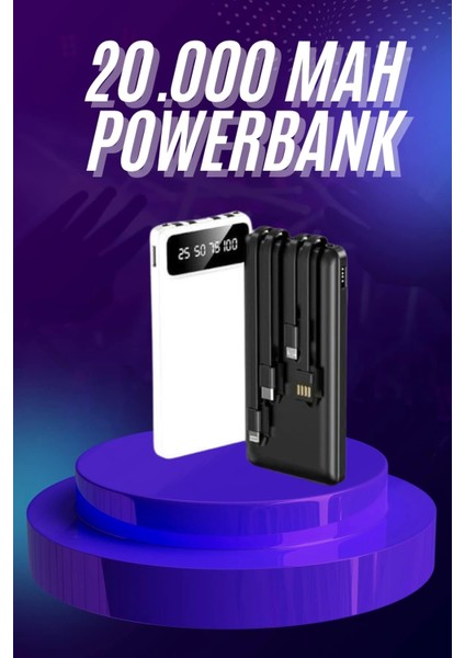 Powerbank 20.000 Mah Hızlı Şarj Özellikli Taşınabilir USB Girişli