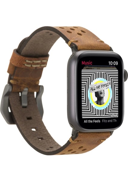 Apple Watch Uyumlu Deri Kordon Vigo 42-44-45MM G19 Taba