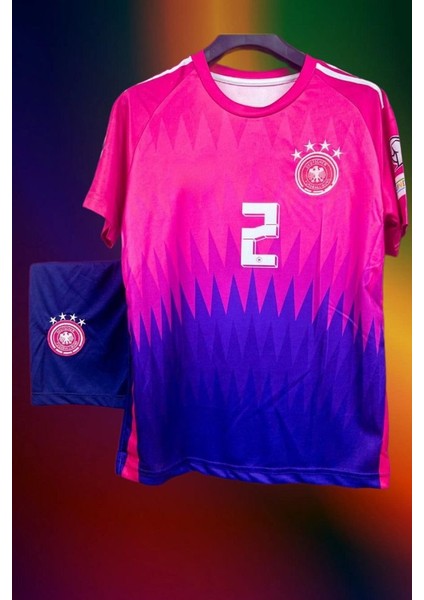 Almanya Rüdiger 2 Euro 2024 Yeni Sezon Çocuk Deplasman Pembe Forması 3 Lü Set