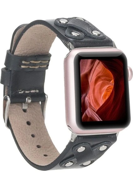 Apple Watch Uyumlu Deri Kordon Cross 42-44-45MM St Rst1