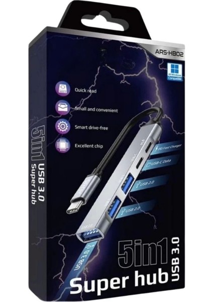 5in1 Metal USB Hub - Yüksek Hızlı Çoklayıcı, 5 Bağlantı Noktalı, Dayanıklı ve Taşınabilir Tasarım modelleri