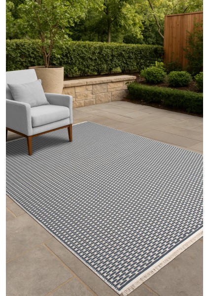 Katlanabilir,yıkanabilir,yüksek Kalite Pamuk Salon,oturma Odası,balkon Kilim Mavi