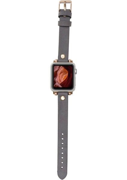 Apple Watch Uyumlu Deri Kordon 38-40-41MM Gt Rst9 Gri modelleri