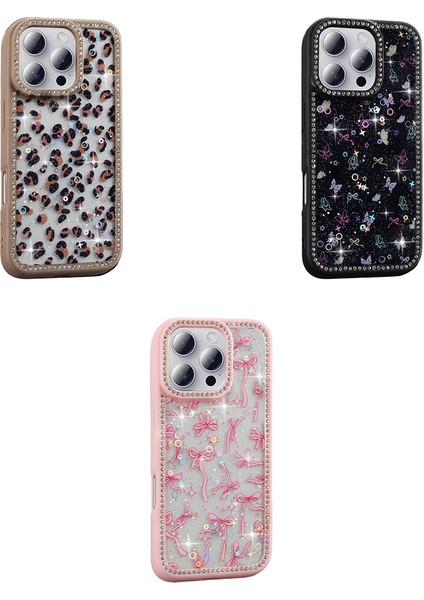 Apple iPhone 14 Pro Max Kılıf Taşlı ve Simli Tasarım Azra Kapak