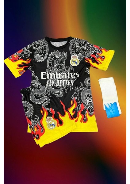 Cr7 Ronaldo Ateş Alevi Desenli Özel Tasarım Çocuk Futbol Forması 3'lü Takım fiyatları