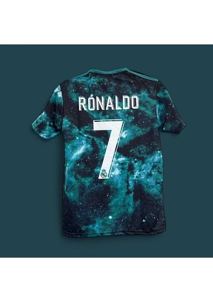 Real. Madrid. Ronaldo Konsept Çocuk Forması Galaxy 3 Lü Set (Kırmızı) Spor T-Shirt