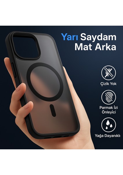 iPhone 15 Pro Max Gri Kenarlı Mat Şeffaf Kılıf – Netlikte Güç, Sadelikte Şıklık